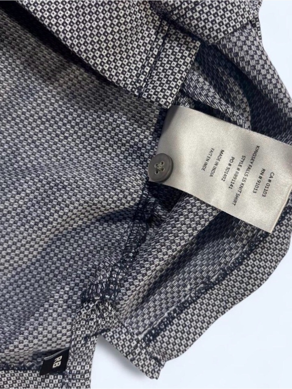 Robert Barakett Mens Large Blue Check Knit T Shirt SS Collared Button Down - Picture 5 of 5